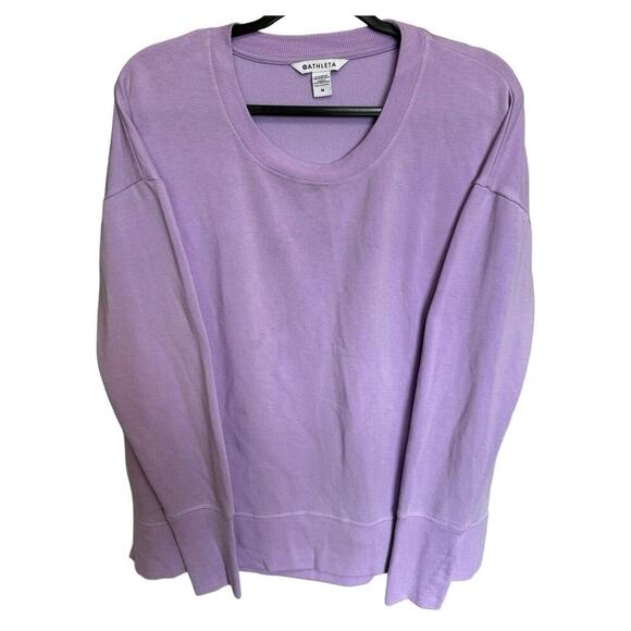 Athleta Coaster Luxe Sweatshirt Crewneck Pullover Relaxed Fit Purple Size Medium - Picture 3 of 10